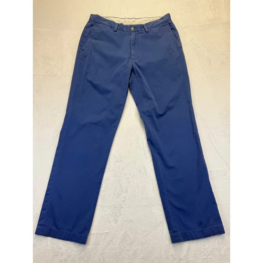 Polo Ralph Lauren Mens Chino Pants 34 Blue Straight‎ Leg Cotton Twill Trousers